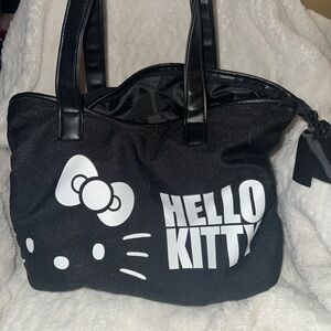 Hello Kitty Black and White Tote Bag with Iconic Bow Design